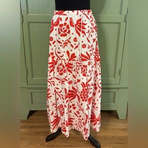 Cupcakes & Cashmere Red and Cream Floral Tiered Skirt
